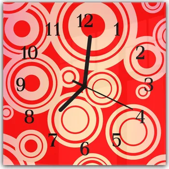 Hodiny Glasdekor Nástěnné hodiny 30x30cm červený retro vzor Materiál: plexi