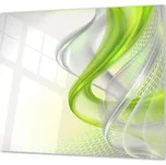 Glasdekor Ochranná deska zeleno bílá vlna abstrakt Rozměr V/Š: 40x40 cm, Lepení na zeď: S lepením na zeď