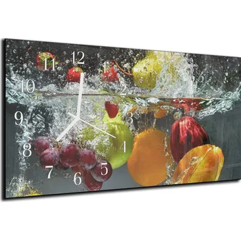 Hodiny Glasdekor Nástěnné hodiny ovoce pod hladinou tmavé pozadí 30x60cm Materiál: plexi
