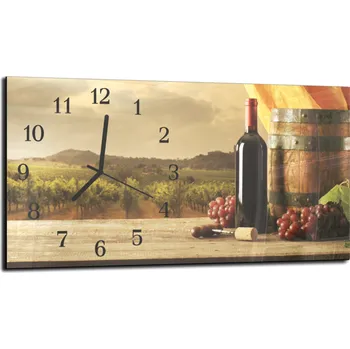 Hodiny Glasdekor Nástěnné hodiny víno a pohled do vinic Materiál: plexi