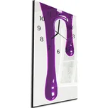 Glasdekor Nástěnné hodiny 30x60cm stékající fialová barva Materiál: kalené sklo