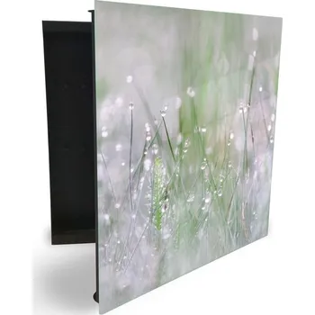 Skříňka na klíč Glasdekor skříňka na klíče - orosená tráva v oparu Otevírání: Levé, Barva skříňky: Černá