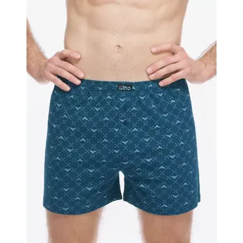 Trenýrky GINA pánské trenky volné, šité, s potiskem 75214P petrolejová aqua 54/56