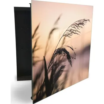 Skříňka na klíč Glasdekor skříňka na klíče - stvol trávy v západu slunce Otevírání: Levé, Barva skříňky: Černá