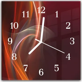 Hodiny Glasdekor Nástěnné hodiny 30x30cm oranžová vlna na hnědém pozadí Materiál: plexi