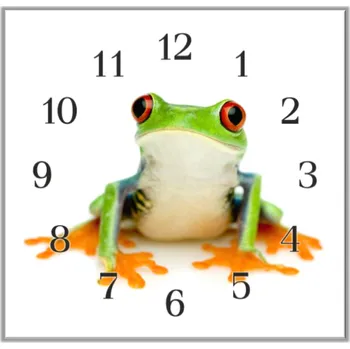 Hodiny Glasdekor Nástěnné hodiny 30x30cm zelená žába rosnička Materiál: plexi