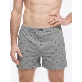 Trenýrky GINA pánské trenky volné, šité, s potiskem 75214P šedá tm. šedá 58/60