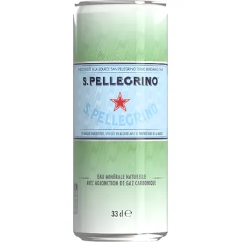 Voda San Pellegrino 330 ml, minerální voda perlivá, plech 330ml