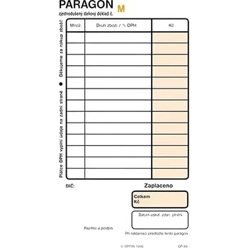 Tiskopis Optys Obchodní paragon číslovaný samopropisovací 5ks