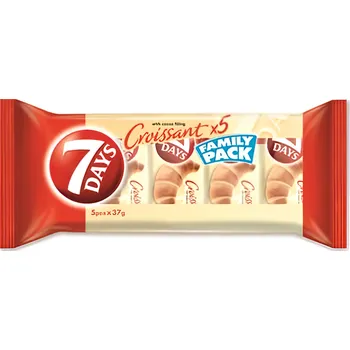 Pečivo 7 Days Croissant s kakaovou náplní family pack 5 x 37 g 185g