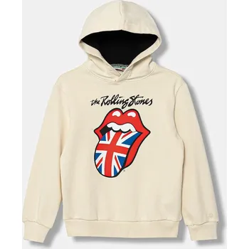 Chlapecká mikina Dětská bavlněná mikina United Colors of Benetton béžová barva, s kapucí, s potiskem, 3J73C205G 3J73C205G.G.Seasonal 01X, vel. 150