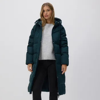 Dámský kabát Reserved - Dlouhá bunda s kapucí - tmavě tyrkysová - 692AY-69X - 692AY-69X-L