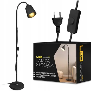 Stojací lampa Stojací lampa LEDTechnics černá patice E27 20 W nastavitelná výška 170 cm