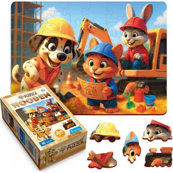 Puzzle Puzzle Dřevěné 40 dílků Veselý Tým pro děti Wooden.City Skládačka