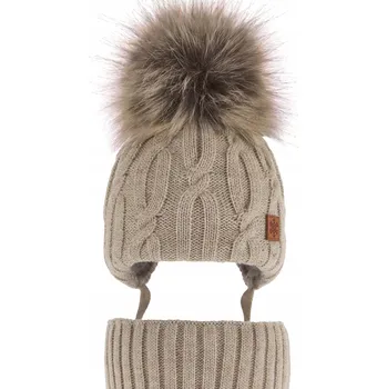 Čepice Zimní sada ČEPICE s bambulkou, fleecová NÁKRČNÍK 40-42