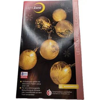 Vánoce LED řetěz 10 stříbrných vánoční baňky 2,25 m Lightzone