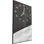 Glasdekor Nástěnné hodiny 30x60cm abstraktní černo bílé Materiál: kalené sklo