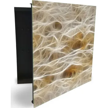 Skříňka na klíč Glasdekor skříňka na klíče - bílo hnědá abstraktní malba Otevírání: Pravé, Barva skříňky: Černá