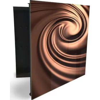 Skříňka na klíč Glasdekor skříňka na klíče - hnědá abstraktní textura Otevírání: Pravé, Barva skříňky: Černá