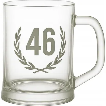 Sklenice Pivní sklenice na pivo, korbel, půllitr výroční 46 let pískovaný