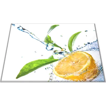 Kuchyňské prkénko Glasdekor Skleněné prkénko citron ve vodě s listím Prkénko: 30x20cm