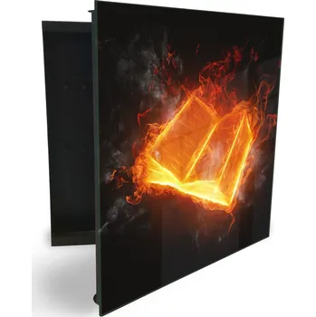 Skříňka na klíč Glasdekor skříňka na klíče - kniha hoří na černém pozadí Otevírání: Pravé, Barva skříňky: Černá