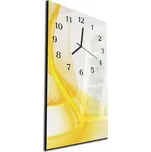 Glasdekor Nástěnné hodiny 30x60cm jasně žlutá abstraktní vlna Materiál: kalené sklo