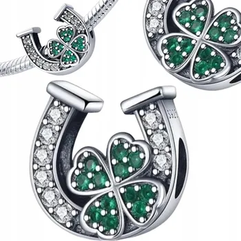 Přívěsek CHARMS Zawieszka ČTYŘLÍSTEK PODKOVA pro štěstí stříbrný přívěsek stříbro S925