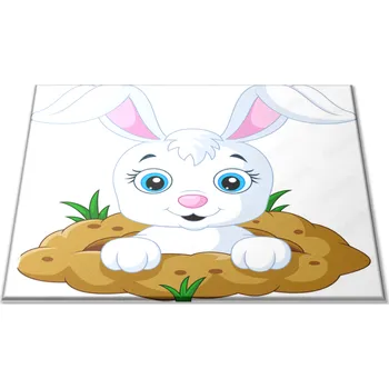 Kuchyňské prkénko Glasdekor Skleněné prkénko malovaný zajíc z nory Prkénko: 30x20cm