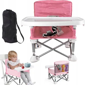 Jídelní židlička SKLÁDACÍ JÍDELNÍ ŽIDLIČKA PRO DĚTI + PODNOS A BEZPEČNOSTNÍ PÁSY