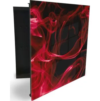 Skříňka na klíč Glasdekor skříňka na klíče - abstraktní červený kouř Otevírání: Levé, Barva skříňky: Bílá