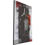 Glasdekor Nástěnné hodiny 30x60cm malba červeno černý abstrakt Materiál: kalené sklo