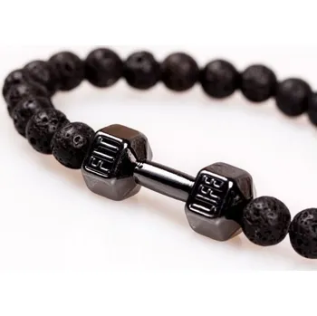 Náramek GymTime FIT-NÁRAMEK Lávové kameny Černá