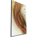 Glasdekor Nástěnné hodiny 30x60cm hnědo zlatá abstraktní vlna Materiál: plexi