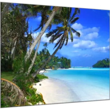 Obraz Glasdekor Obraz skleněný moře, palmy, pláž Rozměry-čtverec: 34 x 34 cm