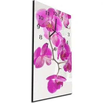 Hodiny Glasdekor Nástěnné hodiny větev fialová orchidej 30x60cm Materiál: kalené sklo
