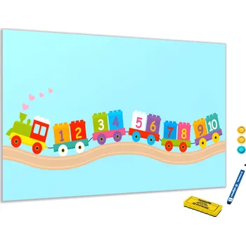 Glasdekor Metalová magnetická tabule - vláček s čísly Rozměr V/Š: 90 x 60 cm