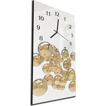 Glasdekor Nástěnné hodiny 30x60cm zlaté bubliny bílý podklad Materiál: kalené sklo