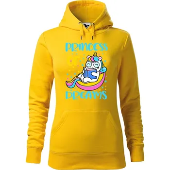 Dámská mikina DOBRÝ TRIKO Dámská mikina s potiskem Princess of dreams Velikost dámské mikiny: XL, Barva: Žlutá