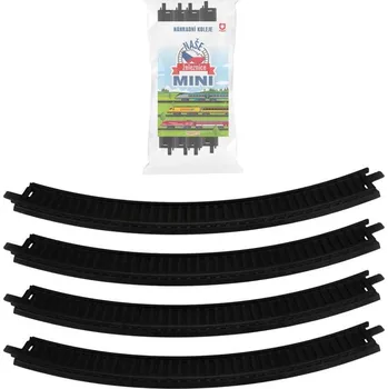 Vláček a vláčkodráha Naše železnice mini kolej zahnutá set 4ks oblouk doplněk k vláčkodráze