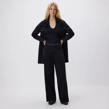 Dámské džíny Reserved - Džíny wide-leg s aplikacemi - černý - 589GE-99J - 589GE-99J-36