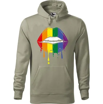 Pánská mikina Pánská mikina s potiskem Pride ústa Velikost (muž): XL, Vyberte barvu: Světlá khaki