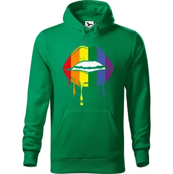 Pánská mikina Pánská mikina s potiskem Pride ústa Velikost (muž): S, Vyberte barvu: Středně zelená