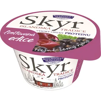 Cukrovinka Bohušovická mlékárna Skyr tradiční islandský výrobek třešně - černý rybíz (0,1%) 130g