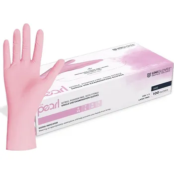 Vyšetřovací rukavice UNIGLOVES Pink Pearl Rukavice Nitril Nepudrované Růžová M 100ks