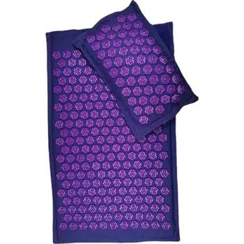 Masážní přístroj Akupresurní podložka s polštářem a taškou | relaxace - Sada 2 fialových kusů