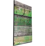 Glasdekor Nástěnné hodiny 30x60cm oprýskané zelené dřevo Materiál: kalené sklo