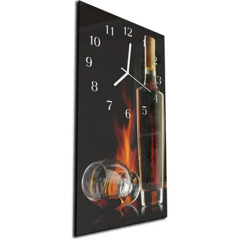Hodiny Glasdekor Nástěnné hodiny 30x60cm láhev whiski a sklenice Materiál: plexi