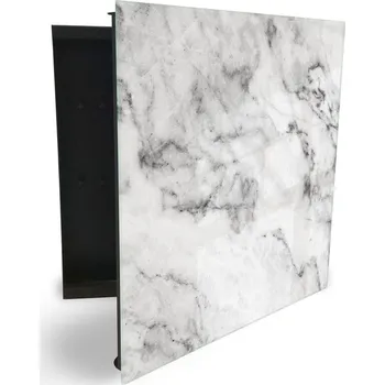 Skříňka na klíč Glasdekor skříňka na klíče - textura šedý mramor Otevírání: Pravé, Barva skříňky: Černá