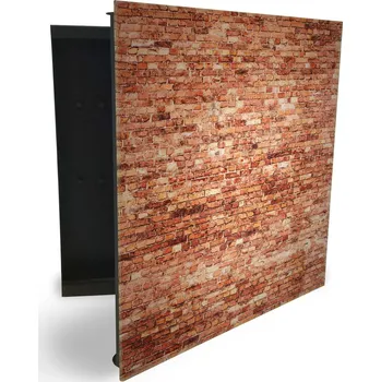 Skříňka na klíč Glasdekor skříňka na klíče - stará cihlová zeď Otevírání: Levé, Barva skříňky: Bílá